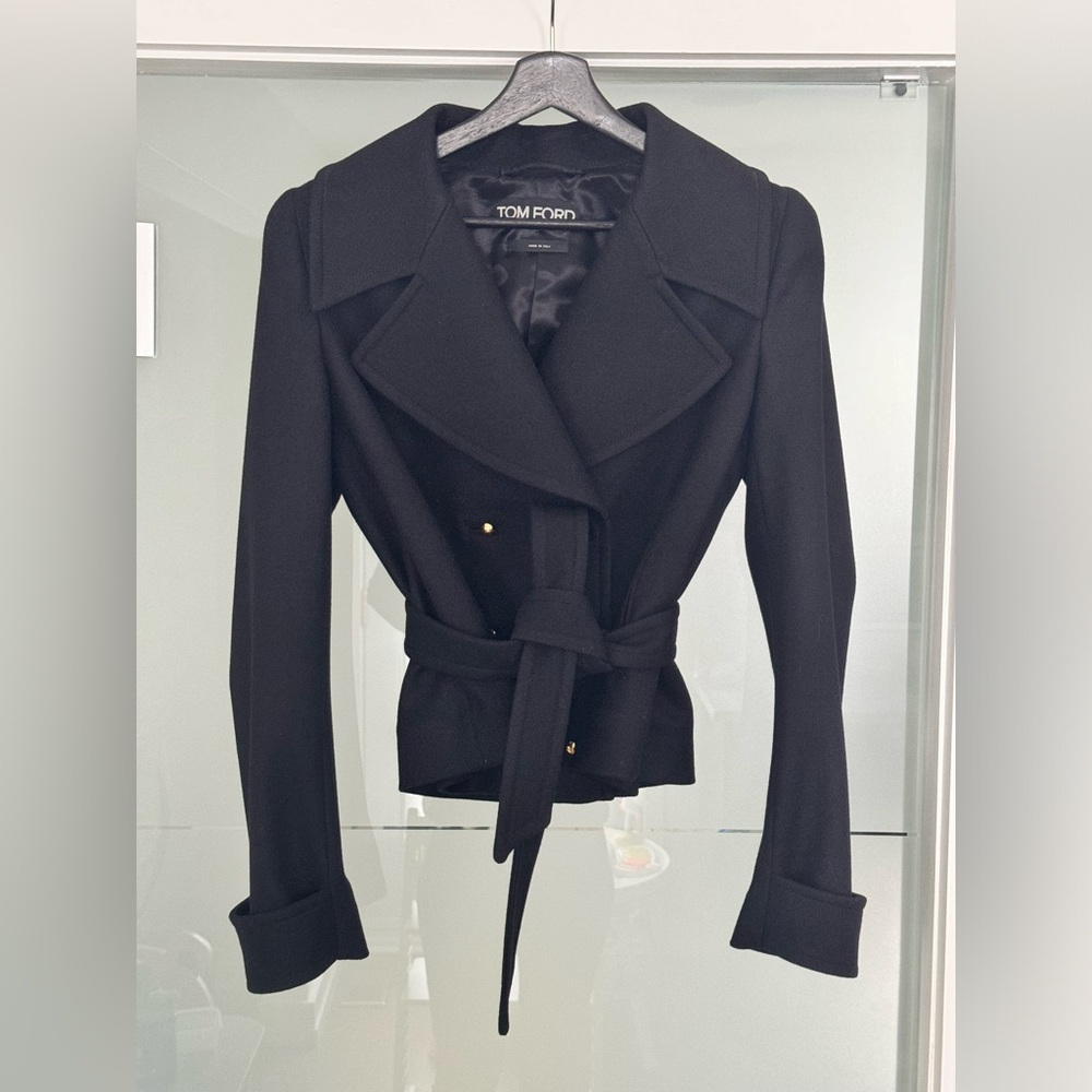 Tom Ford Black Wool Belted Jacket